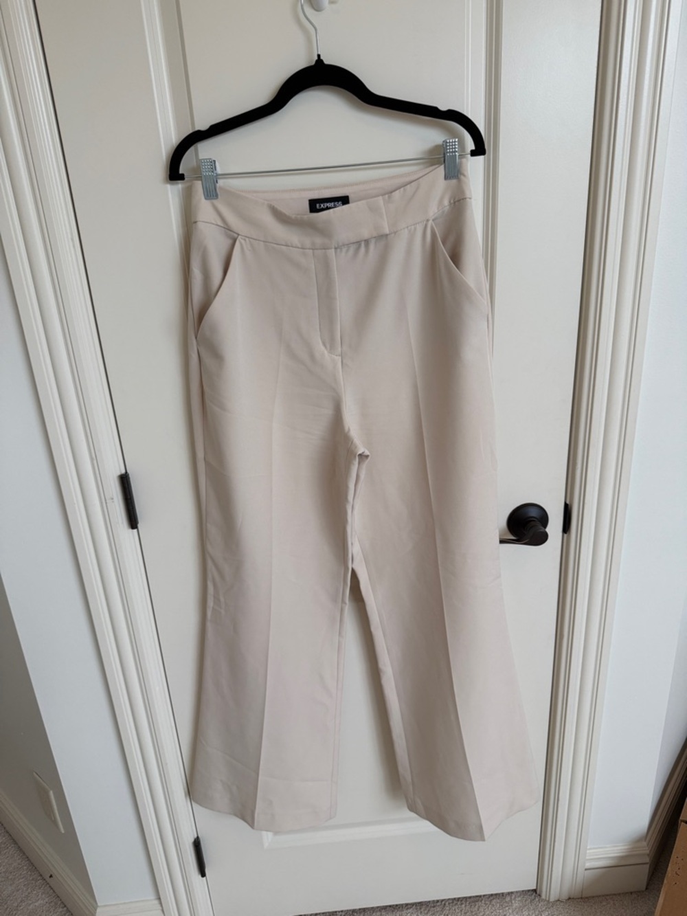 Express Wide-Leg Pants in Light Beige